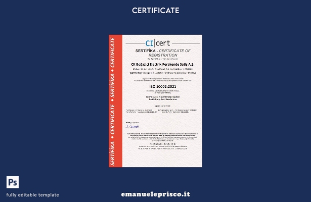 Modello di certificato Cicert Turchia in stile verificato nel modello in formato